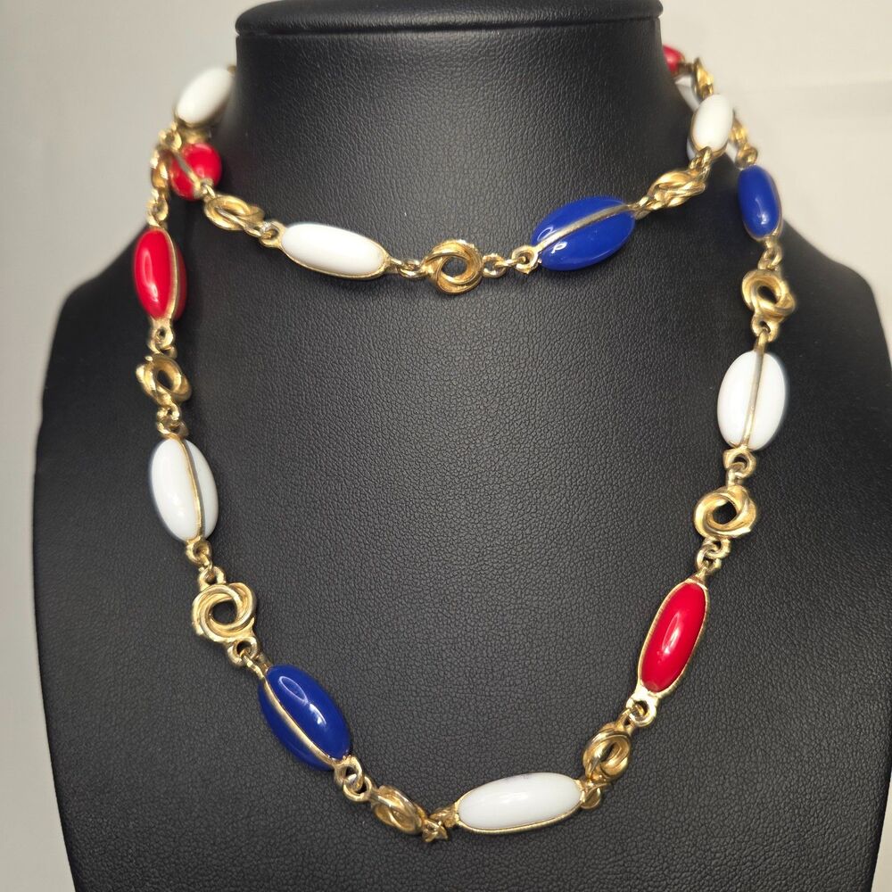 Vintage Patriotic Red White Blue Beads